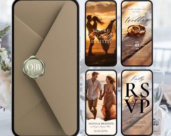 Animated Wedding Invitation Video Custom Wedding Digital Invitation Editable Digital Canva Template Electronic Wedding Video Invitation