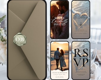 Animated Wedding Invitation Video Custom Wedding Digital Invitation Editable Digital Canva Template Electronic Wedding Video Invitation