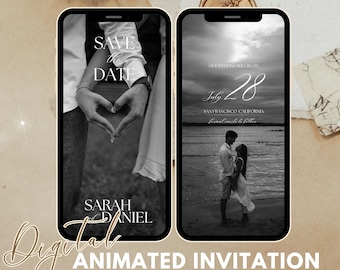 Animated Wedding Save the Date Video: Editable Canva Template (Digital Download)