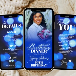 Digital Birthday Dinner invitation, Birthday Dinner, Digital Birthday Party Invite, Editable Template, Text, Birthday Party, text evite