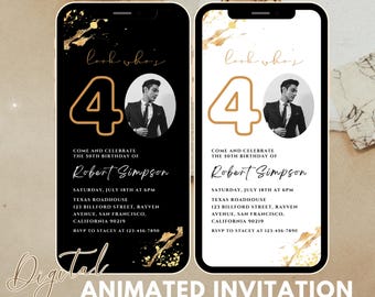 Invitación de cumpleaños número 40: Elegante invitación electrónica para teléfono móvil (invitación digital)