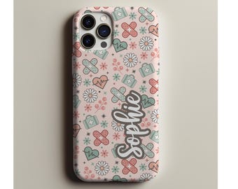 Nurse Phone Case - Medizinische Symbole & Pastell medizinisch Muster, CNA, RN, Handyhülle für iphone 17, 16, 15, 14, 13 Pro Max Air, Samsung