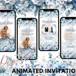 Quinceaño Einladung - Canva Quinceanera, Quitte Einladung, personalisierte Video Evite, animierte Einladung, süßer 15.Geburtstag