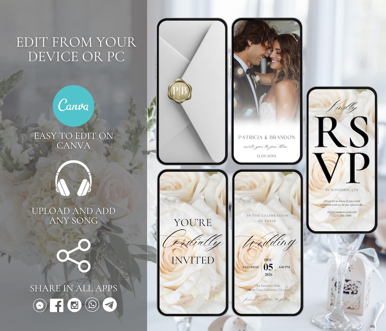 Animated Wedding Invitation Video Custom Wedding Digital Invitation ...