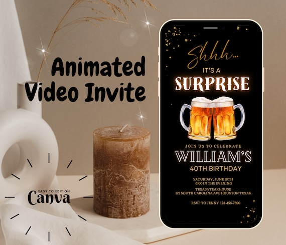 Beer Surprise Birthday Invitation: Editable Adult Party Invite (Digital Download)