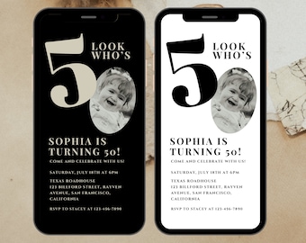 Invitación editable de 50 cumpleaños para ella (descarga digital)
