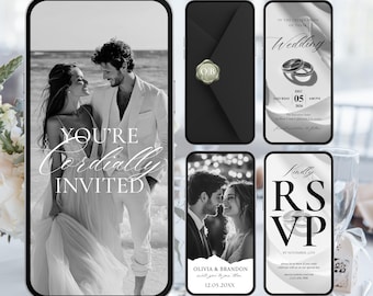 Animated Wedding Invitation Video Custom Wedding Digital Invitation Editable Digital Canva Template Electronic Wedding Video Invitation