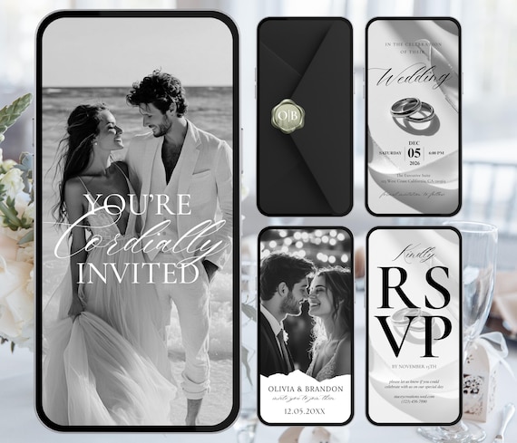 Animated Wedding Invitation Video Custom Wedding Digital Invitation Editable Digital Canva Template Electronic Wedding Video Invitation