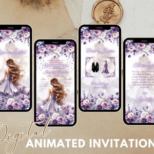 Quinceaño Einladung - Canva Quinceanera, Quitte Einladung, personalisierte Video Evite, animierte Einladung, süßer 15.Geburtstag