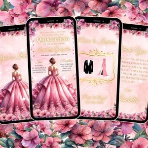 Quinceañera Video Invite - Canva Quinceanera, Quince Invitation, Personalized Video Evite, Animated Invitation, Sweet 15th Birthday