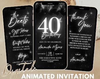 Plantilla de invitación electrónica para 40.º cumpleaños: mensaje de texto (invitación digital)