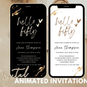 Faire-part numérique 50e anniversaire pour homme, 50 e-cartes d'invitation, chapiteau rustique virtuel barbecue cinquante invitations pour lui, modèle auto-modifiable