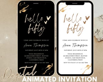 Digital 50th Birthday Invitation for Men: Editable Template