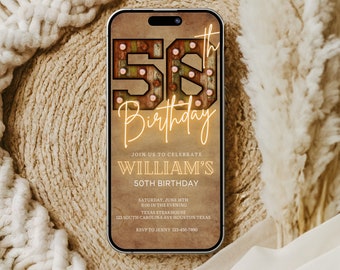 Rustic Marquee 50th Birthday Invitation for Men (Digital Template)