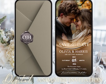 Animated Wedding Invitation Video Custom Wedding Digital Invitation Editable Digital Canva Template Electronic Wedding Video Invitation