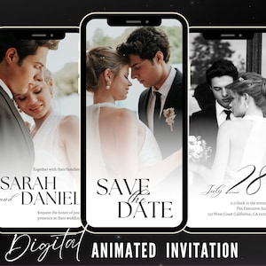 Wedding Video Save the Date Template, Animated Wedding Invitation, Editable Digital Save the Date Canva Template, Instant Download