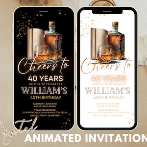 Editable Whiskey Birthday Invitation, Editable Adult Men Birthday Invite, 30th 40th 50th Any Age, Digital INSTANT Download Editable Evite