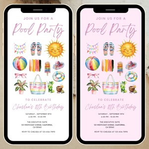 Pool Party Invitation Template, Pool Birthday Party, Summer Birthday Party, Swimming Party, Editable Digital Template Instant Download