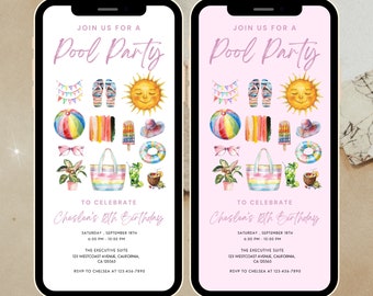 Pool Party Birthday Invitation Template: Editable Summer Theme (Digital Download)