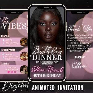 Digital Birthday Dinner invitation, Birthday Dinner, Digital Birthday Party Invite, Editable Template, Text, Birthday Party, text evite