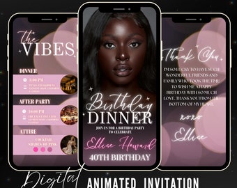 Birthday Dinner Invitation: Editable Text Evite (Digital Download)