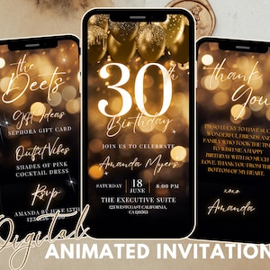 Faire-part 30 ans, invitation 30e anniversaire, modèle 30e d'invitation électronique, invitation par SMS, invitation numérique, téléphone portable Evite