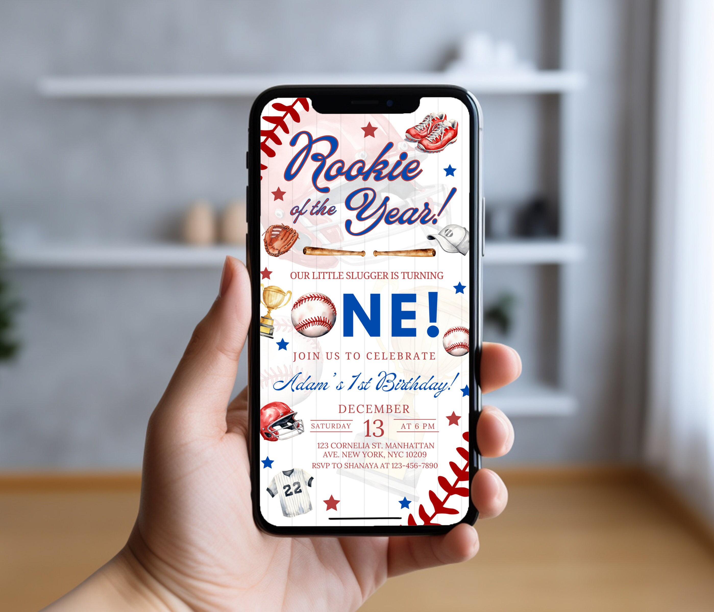 Editable Baseball Invitation First Birthday Party Rookie of the Year ...