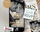 Animated Wedding Invitation Template: Minimalist Video Invite Wedding Invitation with Trackable RSVP Countdown Music Editable Canva Template