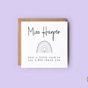 Personalised Thank You Teacher Card | End Of Term Gift | Teaching Assistant Card | Rainbow Teacher Card