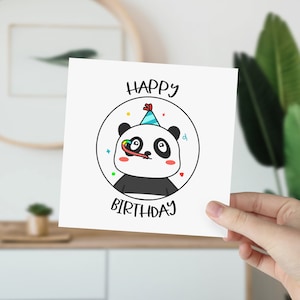 Carte d'anniversaire panda | Jolie carte d'anniversaire | carte postale pour lui | carte postale pour elle | Carte Joyeux anniversaire