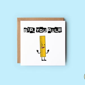 Merci professeur carte de vœux | Sir You Rule, carte de vœux | professeur de sexe masculin carte de vœux | Carte drôle pour professeur