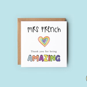 Personalised Thank You Teacher Card | End Of Term Gift | Teaching Assistant Card | Thank You For Being Amazing Card