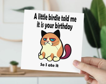 Birthday Card | Funny Birthday Card| Grumpy Cat Card | Cat Birthday Card | Card For Him | Card For Her