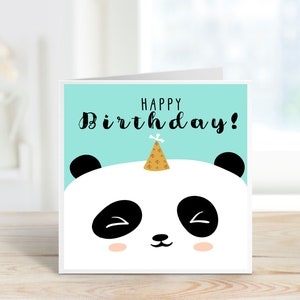 Carte de joyeux anniversaire panda | Jolie carte d'anniversaire | carte postale pour lui | carte postale pour elle | Carte Joyeux anniversaire