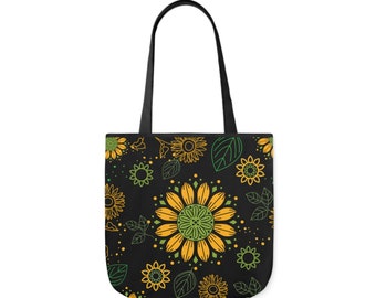 Sunflower Print Canvas-Einkaufstasche, wiederverwendbare Einkaufstasche