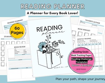 Reading Planner | Book Tracker & Goal Planner | Reading Journal for Book Lovers | Digital Download