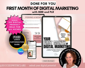 Your First Month of Digital Marketing: A Guide on Niches, Content Ideas & Planning, and Ways to Grow Follower Engagement w/PLR