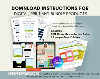 Digital Download Instruction Templates, Canva Guide (PDF)