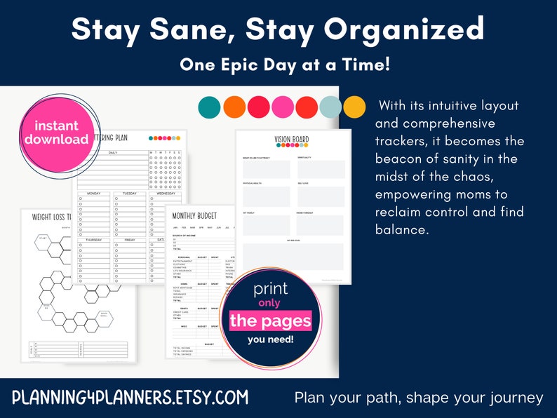Busy Mom Planner, Home Management Planner Printable, Household Binder ...