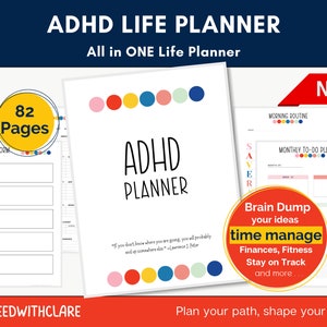 Adhd Planer für Erwachsene, Adhd Planer zum Ausdrucken, ADHS-Produktivitätsplaner, Adhd-Digitalplaner, Adhd-Tagesplaner, Adhd-Lebensplaner PDF
