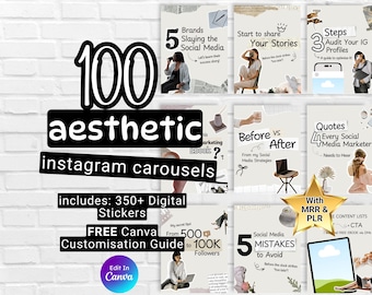 Instagram Carousel Templates Canva PLR | Editable Social Media Templates for Coaches & Managers