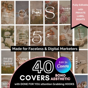 Copertine per reel con ganci per il marketing digitale: copertine per modelli di reel Instagram / Marketing senza volto, modello Canva, diritti di etichetta privata PLR