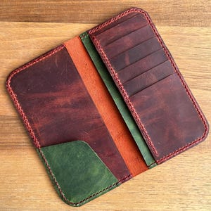 Cartera de cuero larga, billetera unisex plegable, billetera de cuero hecha a mano, billetera de cuero personalizada, billeteras de cuero Crazy Horse para hombres y mujeres, cuero genuino