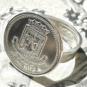 Anillo de plata 800 de las Islas Canarias con el escudo de Tenerife