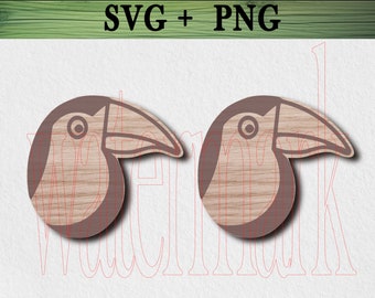 Minimalistic Toucan Stud Earrings - Laser Engraving Cut File - Commercial Licence - Minimalistic Jewellery - Teenager Studs