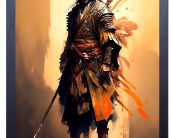 Beautiful vivid fine art print of a Samurai Warrior Painting (picture 3)