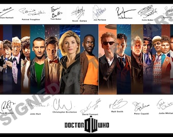 Todo nuevo para 2024 Doctor Who Firmado/Autografiado Impresionante impresión de calidad. Incluye Nuevo Doctor. Todos los médicos (Dr. Who)