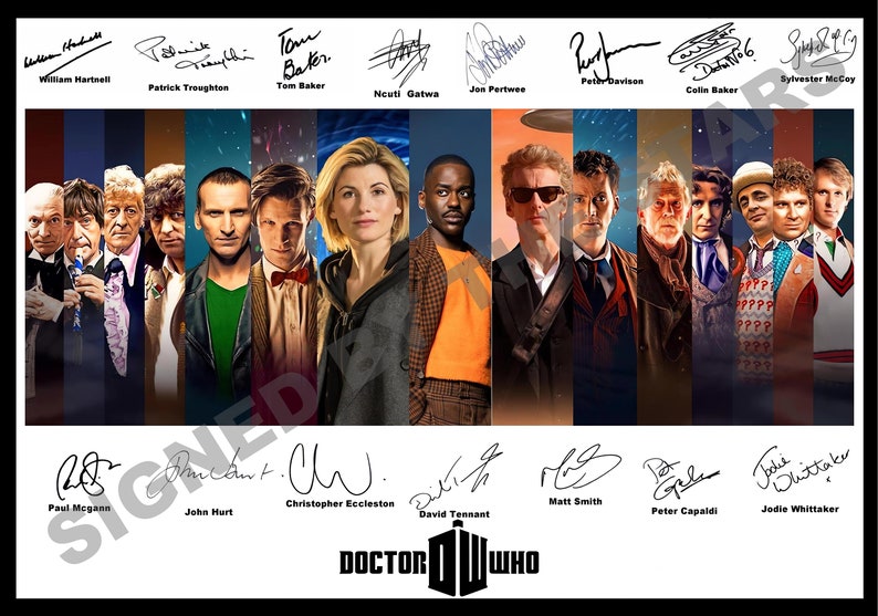 All new for 2024 Doctor Who Signed / Autographed Stunning quality print. Includes New Doctor. All Doctors Dr Who image 1