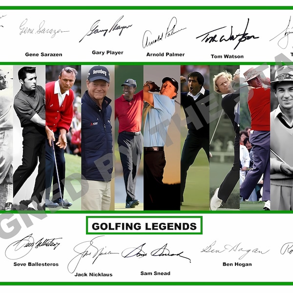 Golfing Legends Firmado / Autografiado Impresionante calidad. Tiger Woods, Jack Nicklaus, etc., etc.