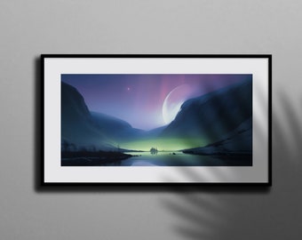 Dawn | Printable Digital Art Image High Resolution 300dpi 8K Aspect 16:9 Frame TV Art Landscape Mountains Fantastic | Downloads